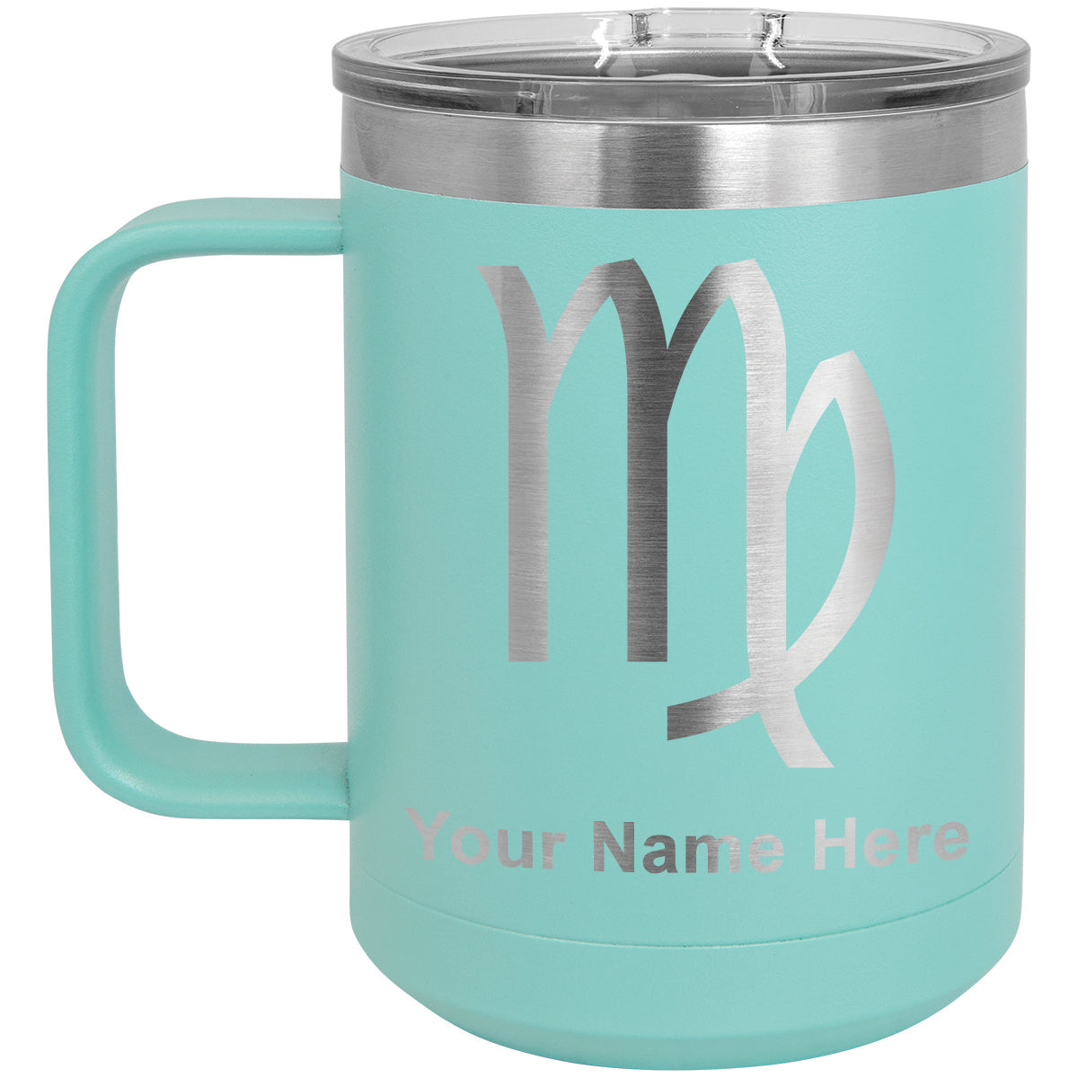 15oz Vacuum Insulated Coffee Mug, Zodiac Sign Virgo, Personalized Engraving Included