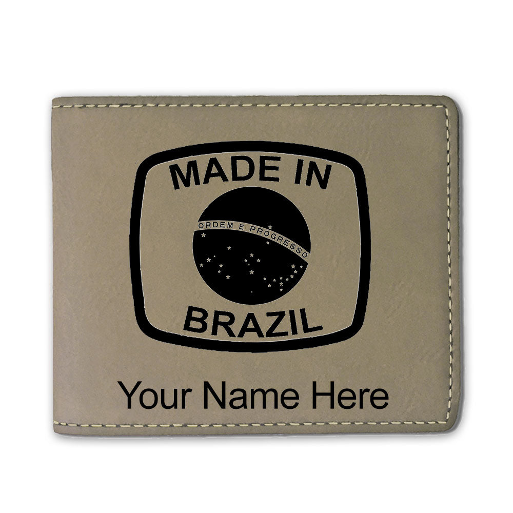 Faux Leather Bi-Fold Wallet, Made in Brazil, Personalized Engraving Included