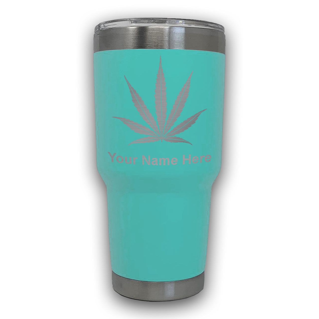 LaserGram 30oz Tumbler Mug, Marijuana leaf, Personalized Engraving Included