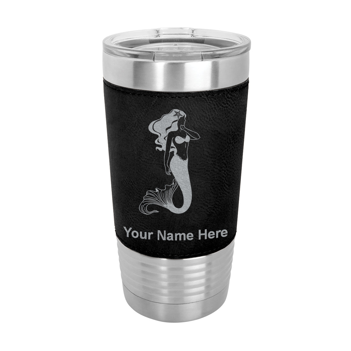 20oz Faux Leather Tumbler Mug, Mermaid, Personalized Engraving Included - LaserGram Custom Engraved Gifts
