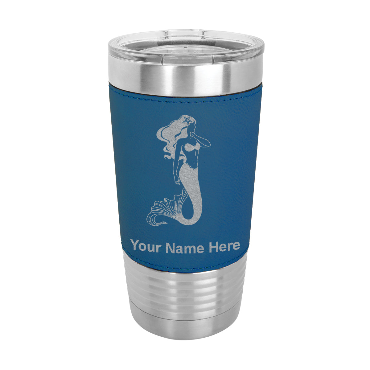 20oz Faux Leather Tumbler Mug, Mermaid, Personalized Engraving Included - LaserGram Custom Engraved Gifts