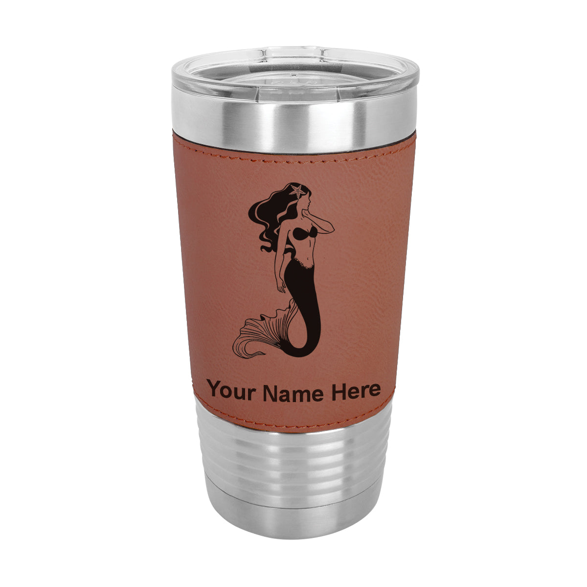 20oz Faux Leather Tumbler Mug, Mermaid, Personalized Engraving Included - LaserGram Custom Engraved Gifts