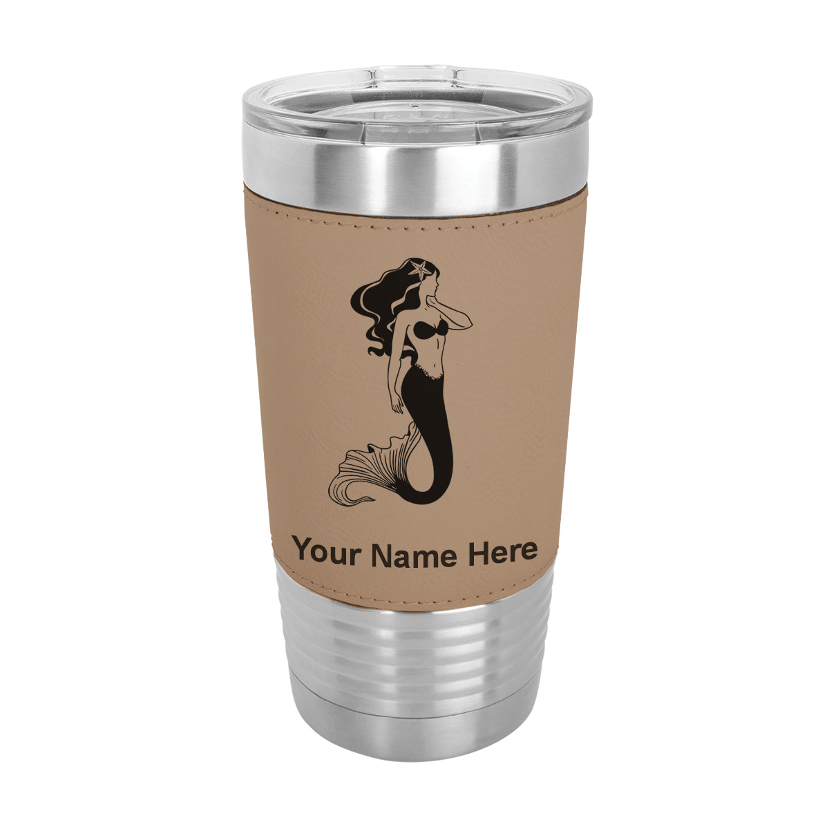 20oz Faux Leather Tumbler Mug, Mermaid, Personalized Engraving Included - LaserGram Custom Engraved Gifts
