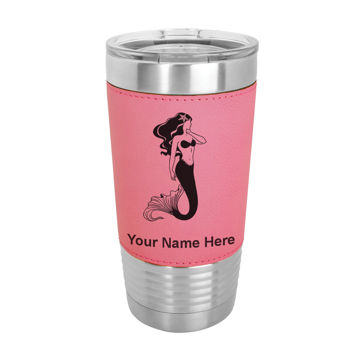 20oz Faux Leather Tumbler Mug, Mermaid, Personalized Engraving Included - LaserGram Custom Engraved Gifts