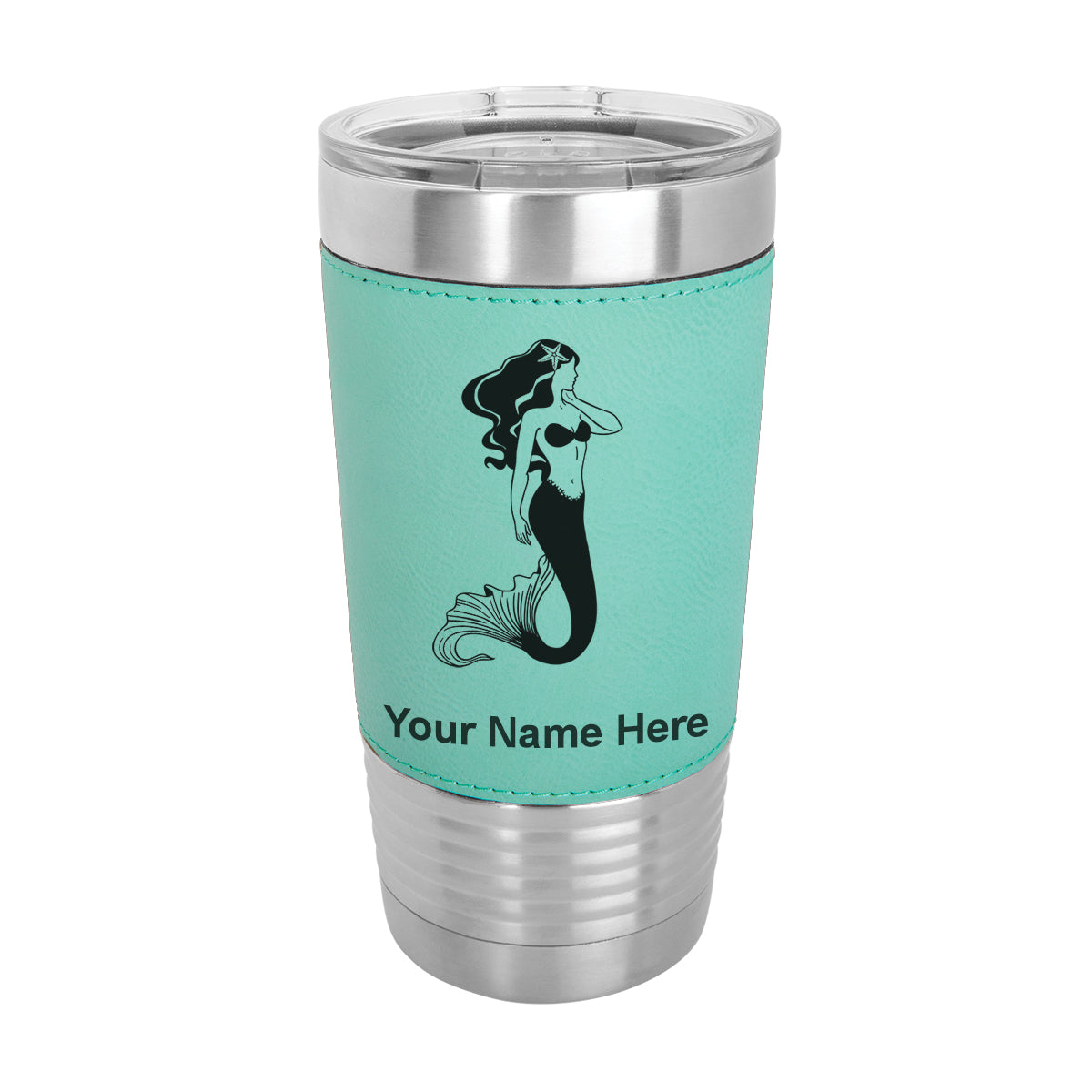 20oz Faux Leather Tumbler Mug, Mermaid, Personalized Engraving Included - LaserGram Custom Engraved Gifts