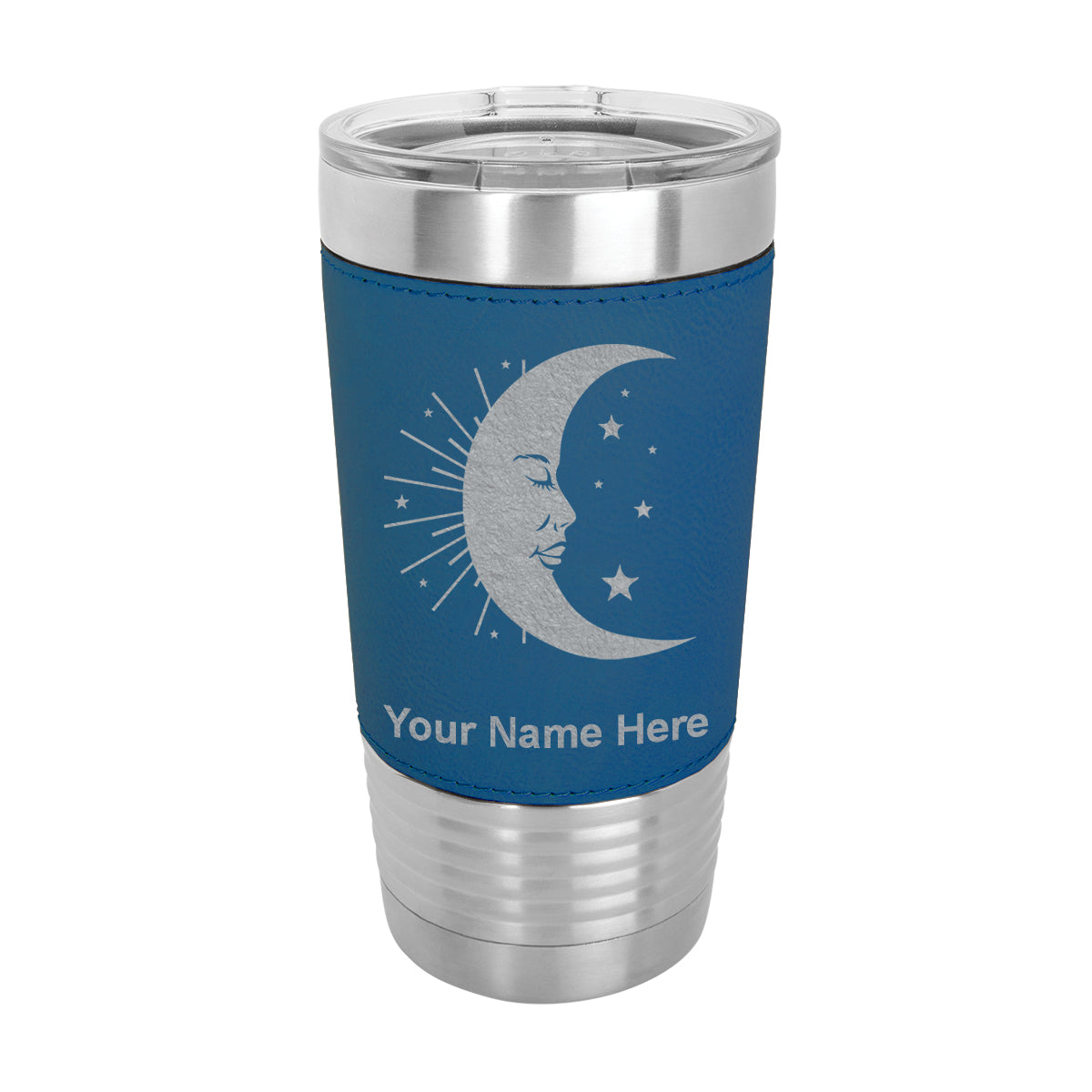 20oz Faux Leather Tumbler Mug, Moon, Personalized Engraving Included - LaserGram Custom Engraved Gifts