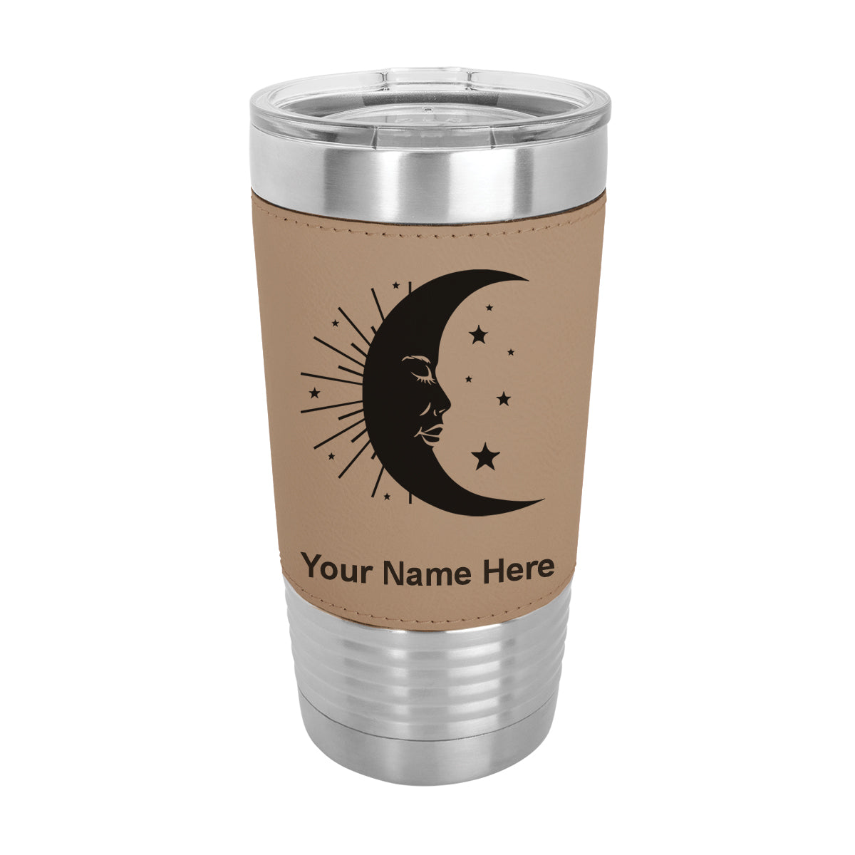 20oz Faux Leather Tumbler Mug, Moon, Personalized Engraving Included - LaserGram Custom Engraved Gifts