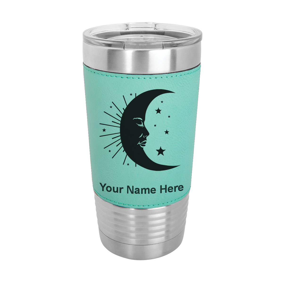 20oz Faux Leather Tumbler Mug, Moon, Personalized Engraving Included - LaserGram Custom Engraved Gifts