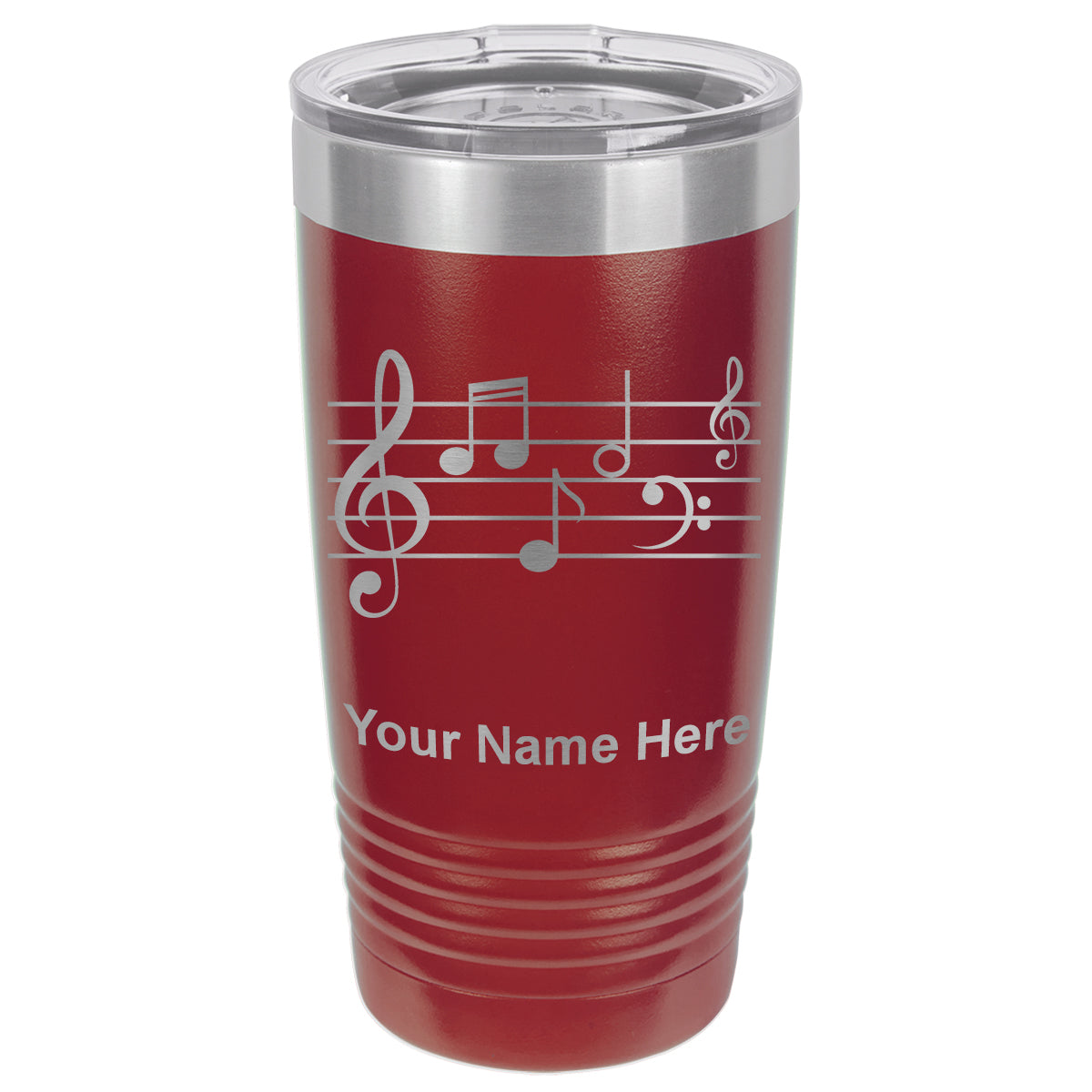 20oz Vacuum Insulated Tumbler Mug, Music Staff, Personalized Engraving Included