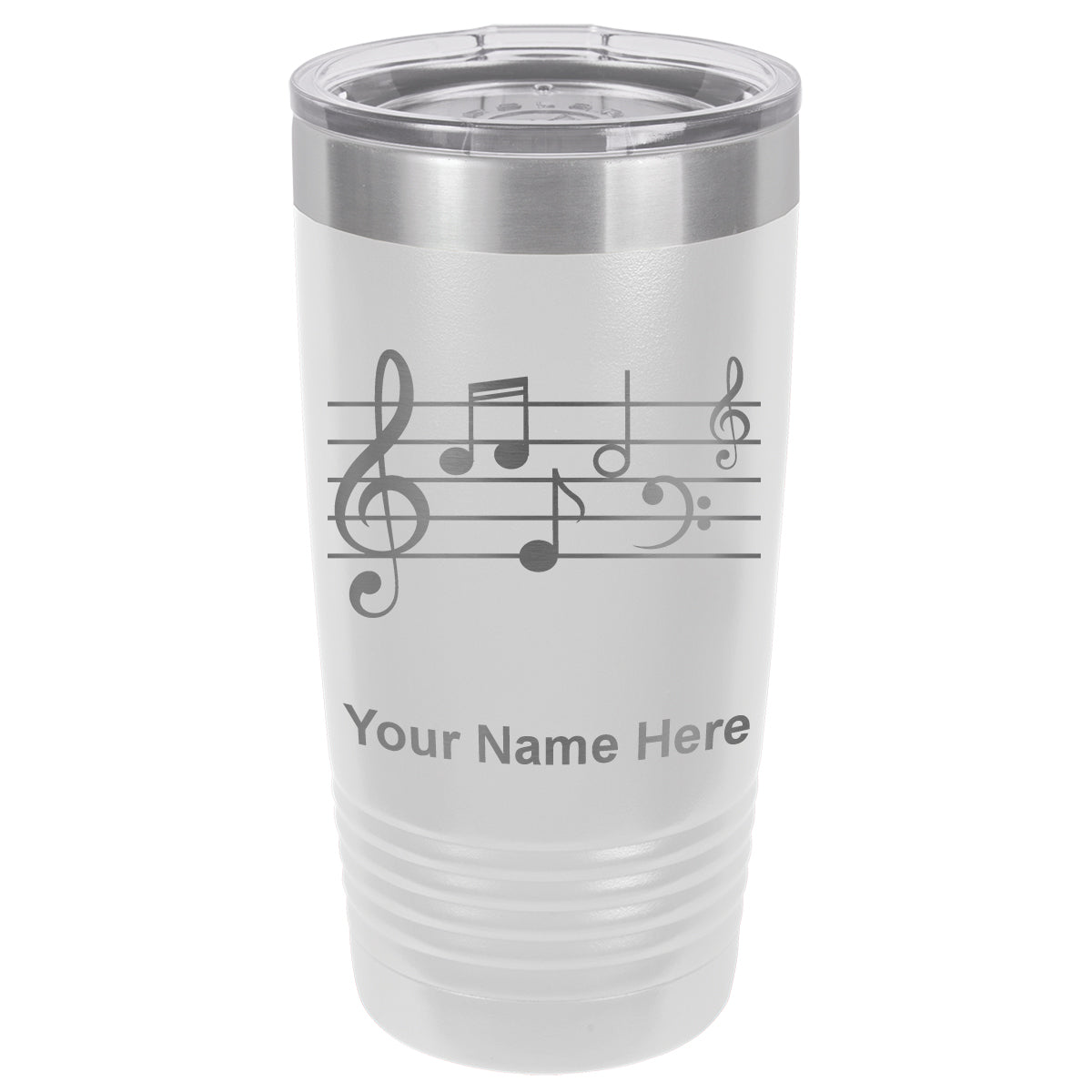 20oz Vacuum Insulated Tumbler Mug, Music Staff, Personalized Engraving Included