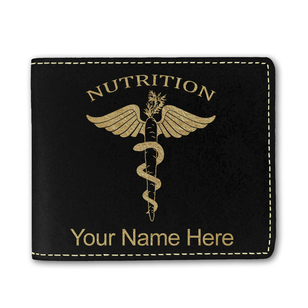 Faux Leather Bi-Fold Wallet, Nutritionist, Personalized Engraving Included