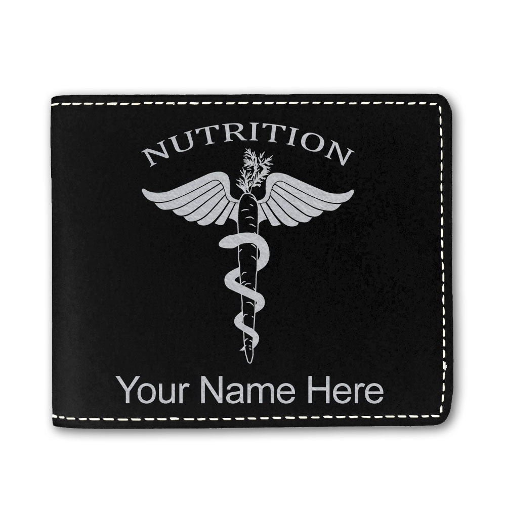 Faux Leather Bi-Fold Wallet, Nutritionist, Personalized Engraving Included