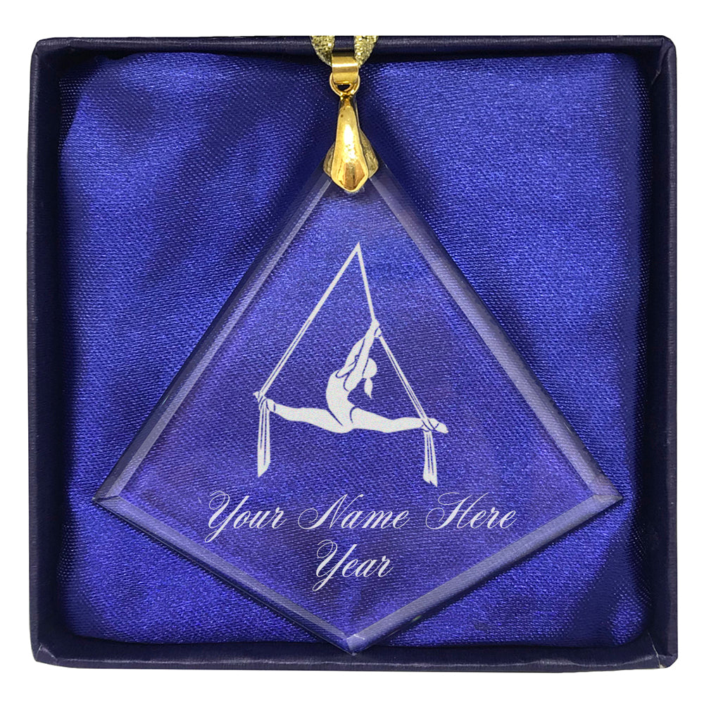 LaserGram Christmas Ornament, Aerial Silks, Personalized Engraving Included (Diamond Shape)