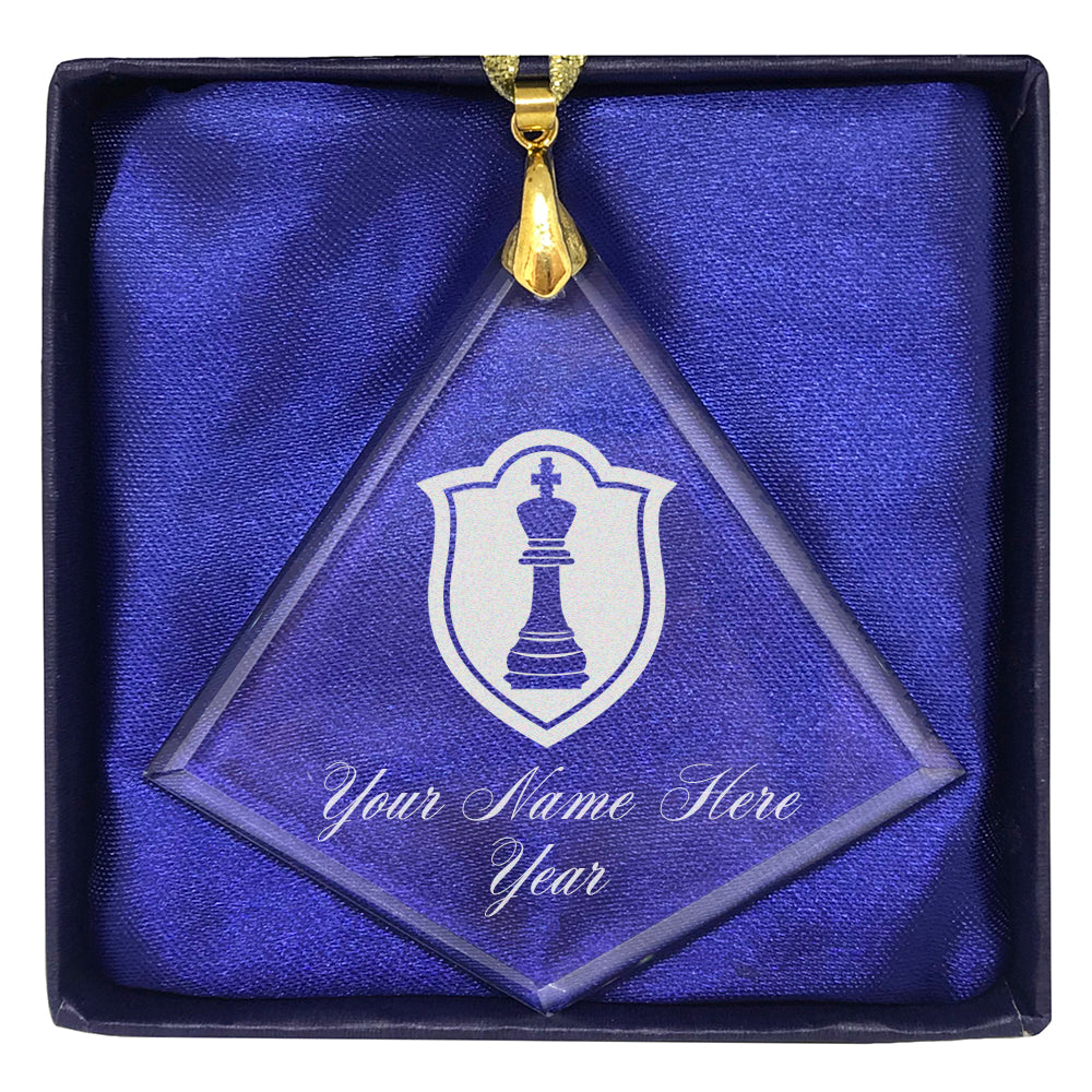 LaserGram Christmas Ornament, Chess King, Personalized Engraving Included (Diamond Shape)