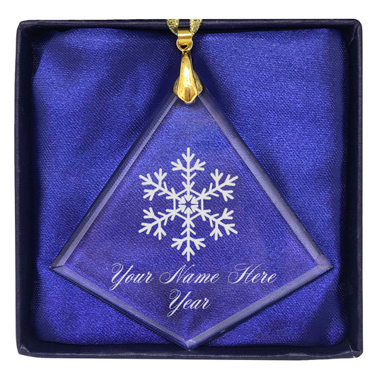 LaserGram Christmas Ornament, Snowflake, Personalized Engraving Included (Diamond Shape)