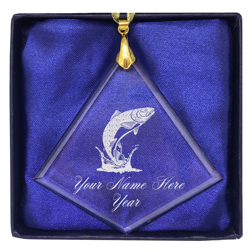 LaserGram Christmas Ornament, Trout Fish, Personalized Engraving Included (Diamond Shape)