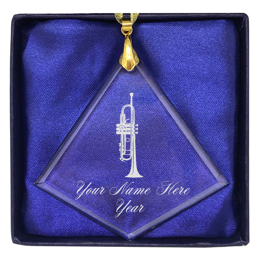 LaserGram Christmas Ornament, Trumpet, Personalized Engraving Included (Diamond Shape)