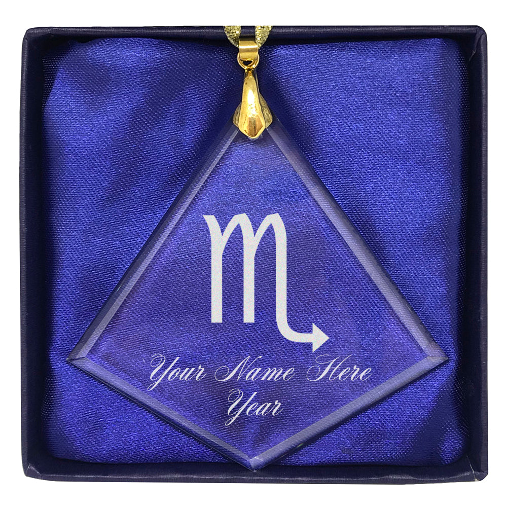LaserGram Christmas Ornament, Zodiac Sign Scorpio, Personalized Engraving Included (Diamond Shape)