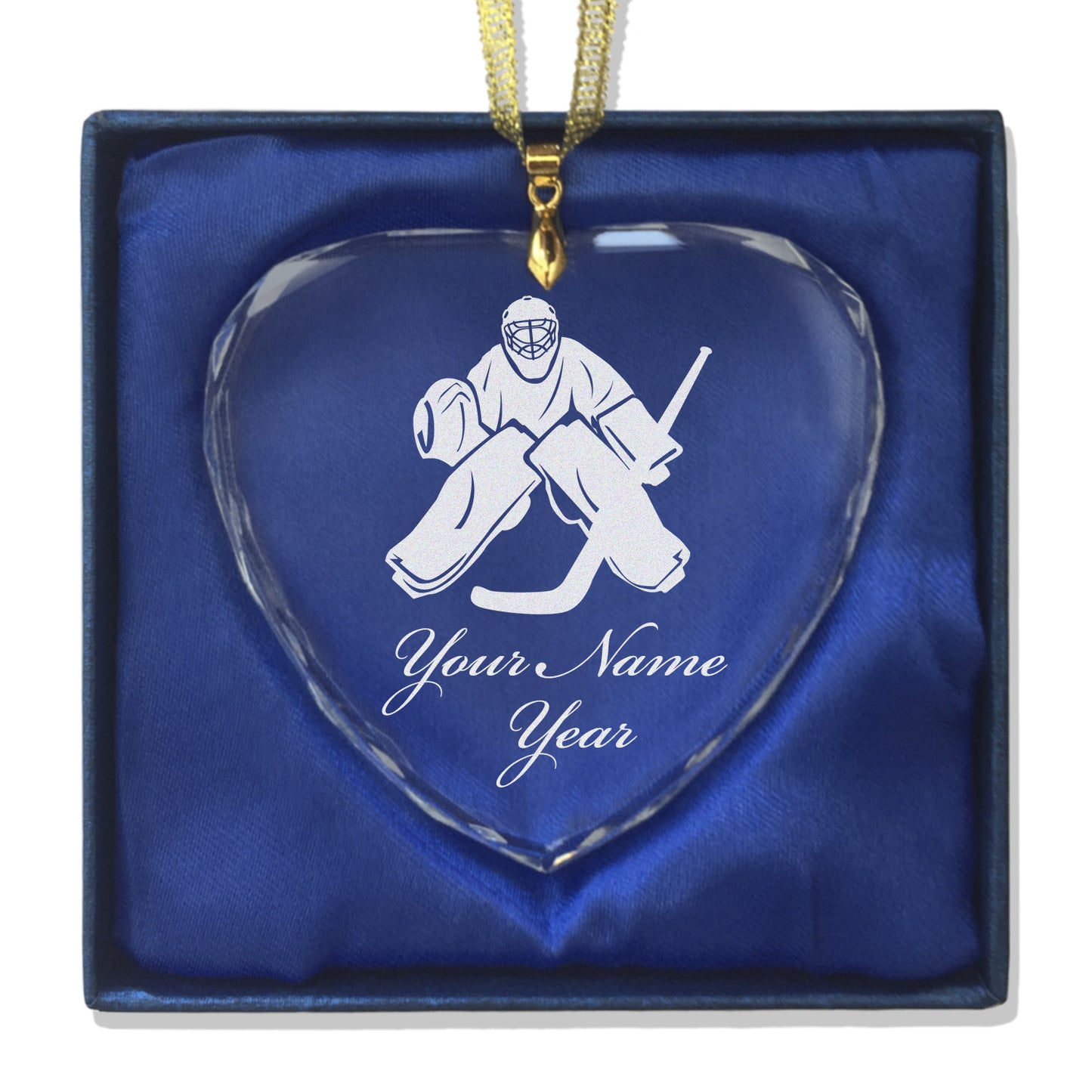 LaserGram Christmas Ornament, Hockey Goalie, Personalized Engraving Included (Heart Shape)