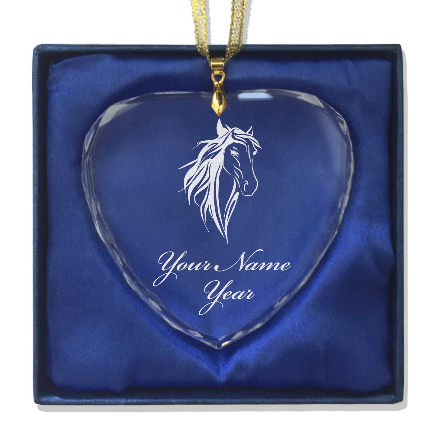 LaserGram Christmas Ornament, Horse Head 3, Personalized Engraving Included (Heart Shape)