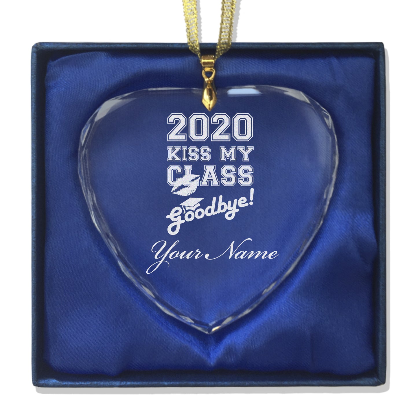 LaserGram Christmas Ornament, Kiss My Class Goodbye 2020, Personalized Engraving Included (Heart Shape)