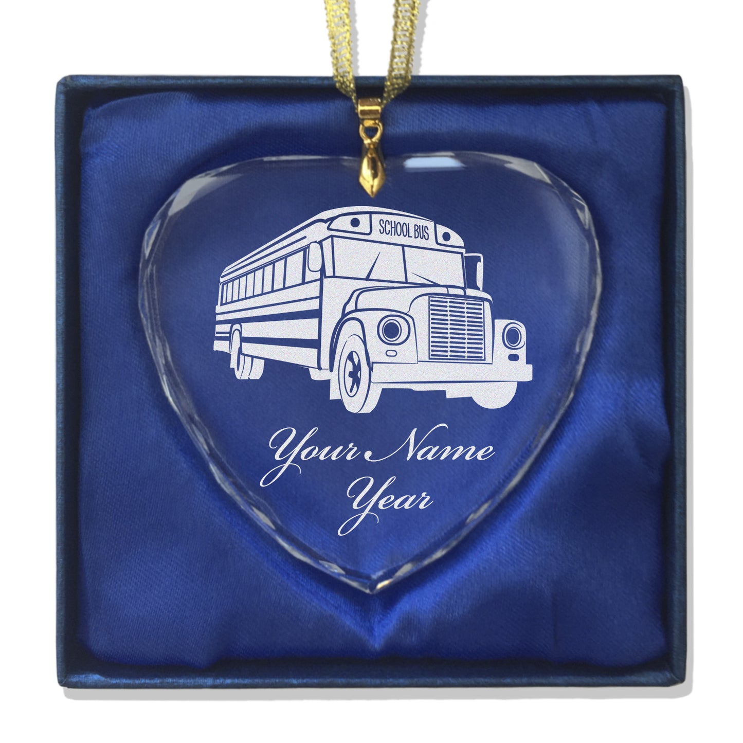 LaserGram Christmas Ornament, School Bus, Personalized Engraving Included (Heart Shape)