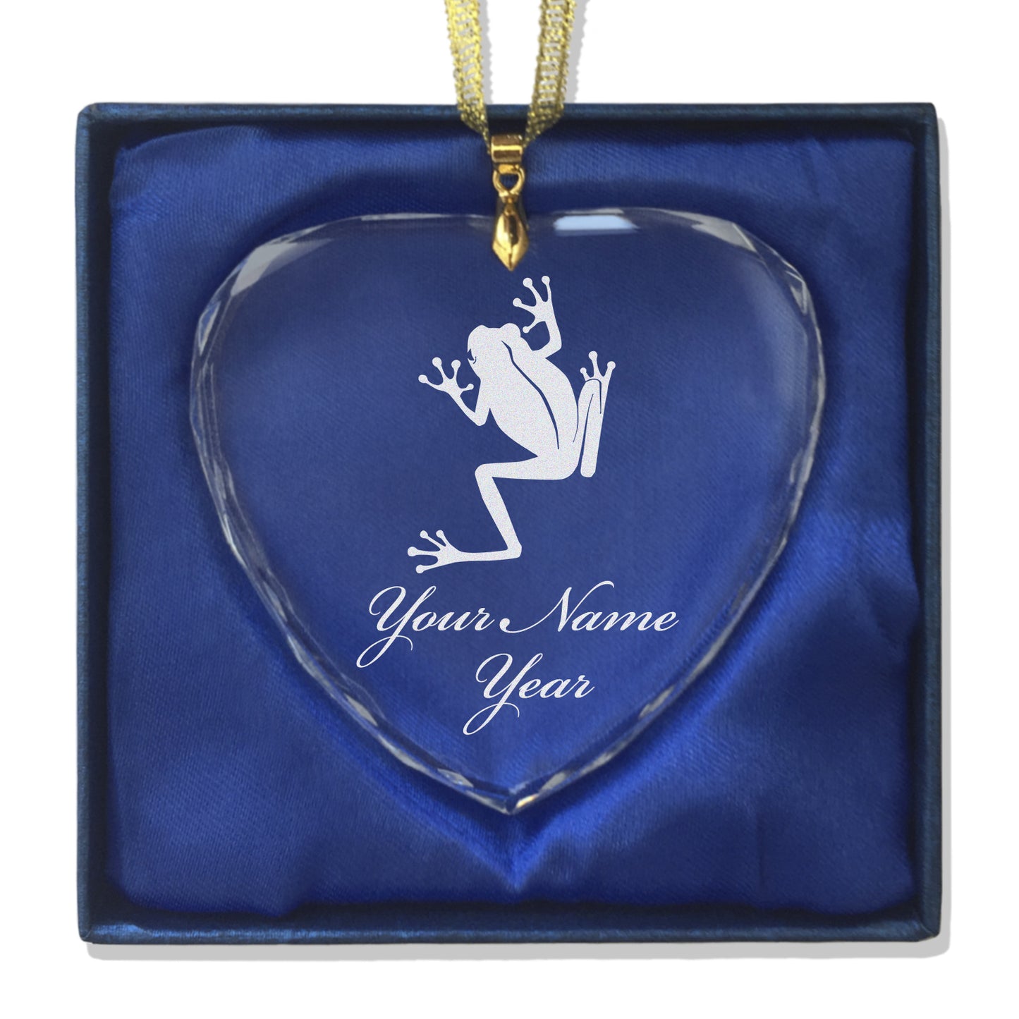 LaserGram Christmas Ornament, Tree Frog, Personalized Engraving Included (Heart Shape)