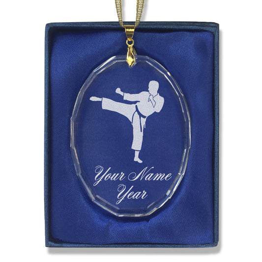 LaserGram Christmas Ornament, Karate Man, Personalized Engraving Included (Oval Shape)