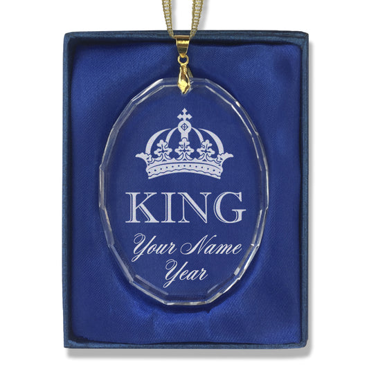 LaserGram Christmas Ornament, King Crown, Personalized Engraving Included (Oval Shape)