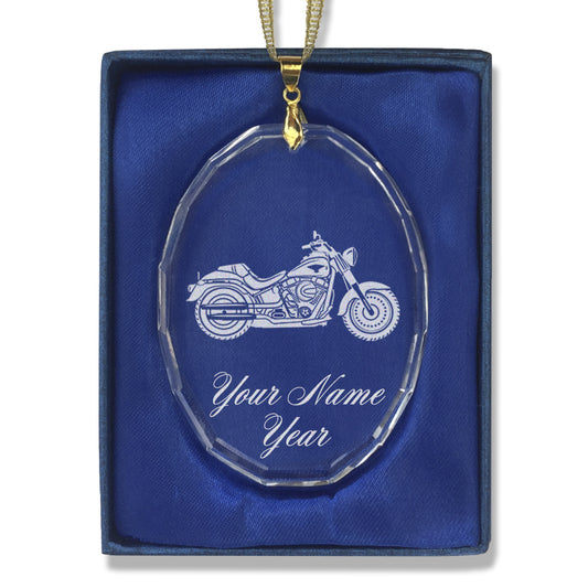 LaserGram Christmas Ornament, Motorcycle, Personalized Engraving Included (Oval Shape)
