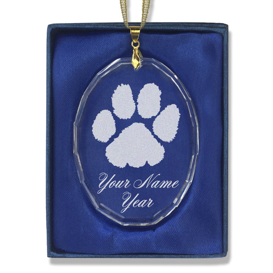 LaserGram Christmas Ornament, Paw Print, Personalized Engraving Included (Oval Shape)