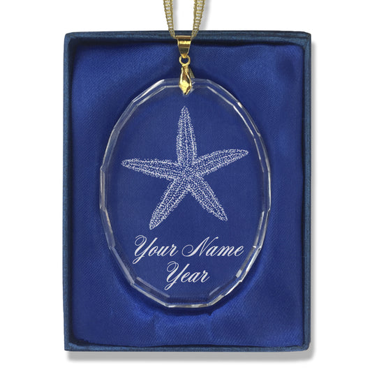 LaserGram Christmas Ornament, Starfish, Personalized Engraving Included (Oval Shape)