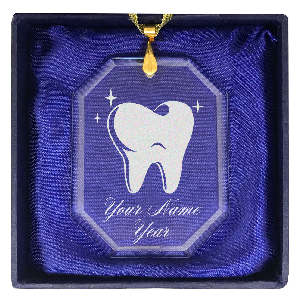 LaserGram Christmas Ornament, Tooth, Personalized Engraving Included (Rectangle Shape)