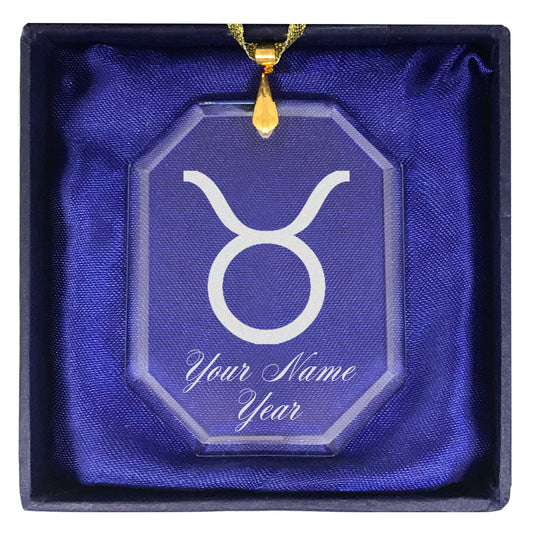 LaserGram Christmas Ornament, Zodiac Sign Taurus, Personalized Engraving Included (Rectangle Shape)