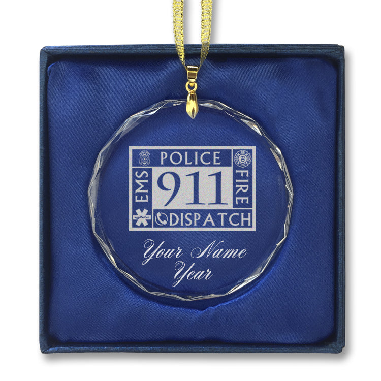 LaserGram Christmas Ornament, Emergency Dispatcher 911, Personalized Engraving Included (Round Shape)