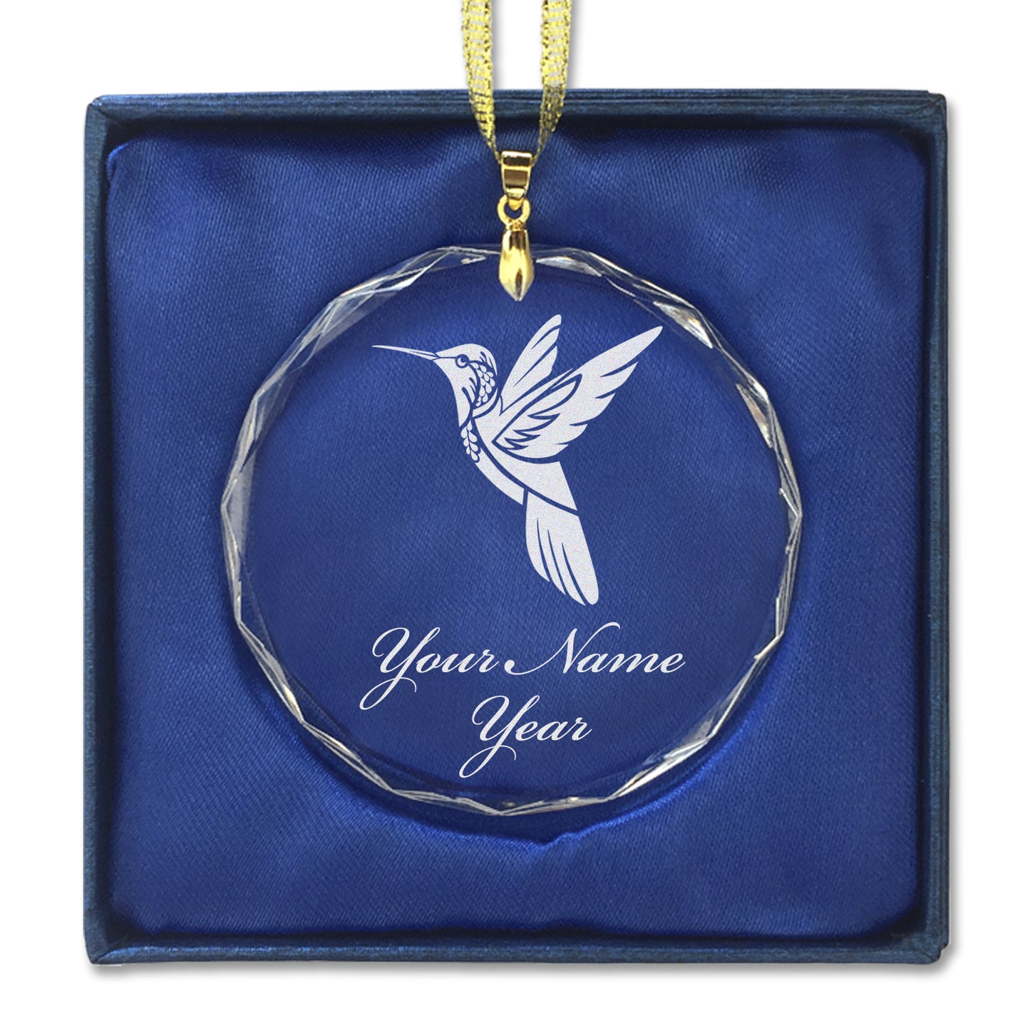 LaserGram Christmas Ornament, Hummingbird, Personalized Engraving Included (Round Shape)