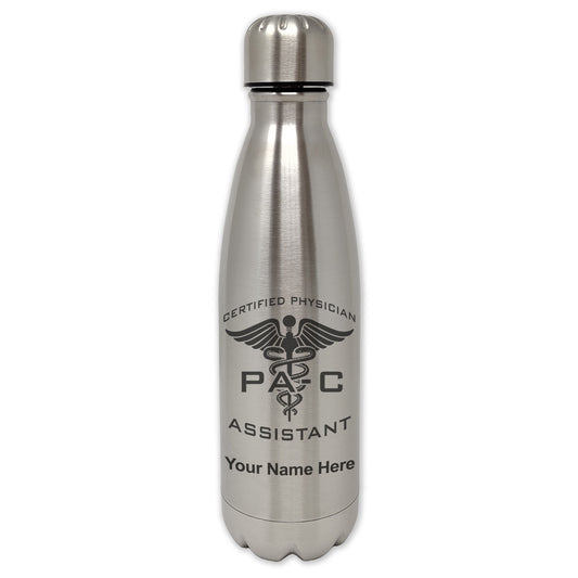 LaserGram Single Wall Water Bottle, PA-C Certified Physician Assistant, Personalized Engraving Included