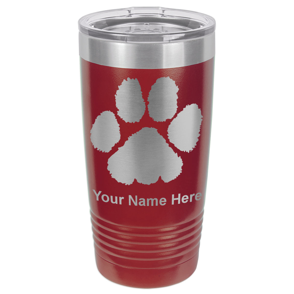20oz Vacuum Insulated Tumbler Mug, Paw Print, Personalized Engraving Included