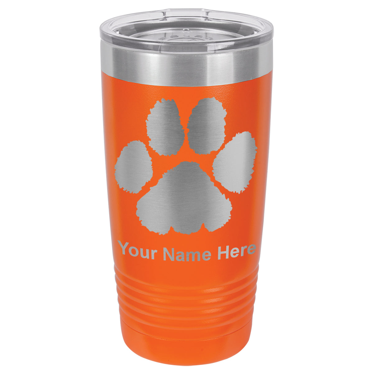 20oz Vacuum Insulated Tumbler Mug, Paw Print, Personalized Engraving Included