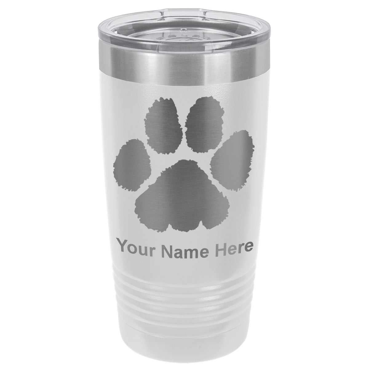 20oz Vacuum Insulated Tumbler Mug, Paw Print, Personalized Engraving Included