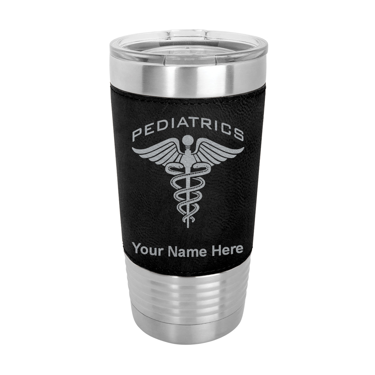 20oz Faux Leather Tumbler Mug, Pediatrics, Personalized Engraving Included - LaserGram Custom Engraved Gifts