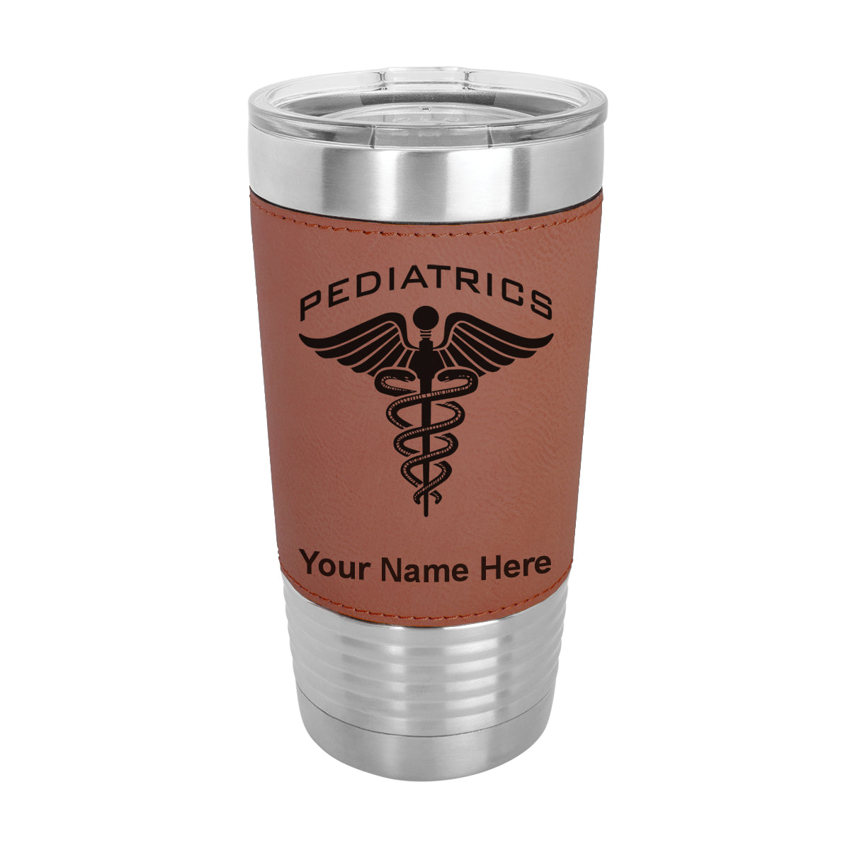 20oz Faux Leather Tumbler Mug, Pediatrics, Personalized Engraving Included - LaserGram Custom Engraved Gifts