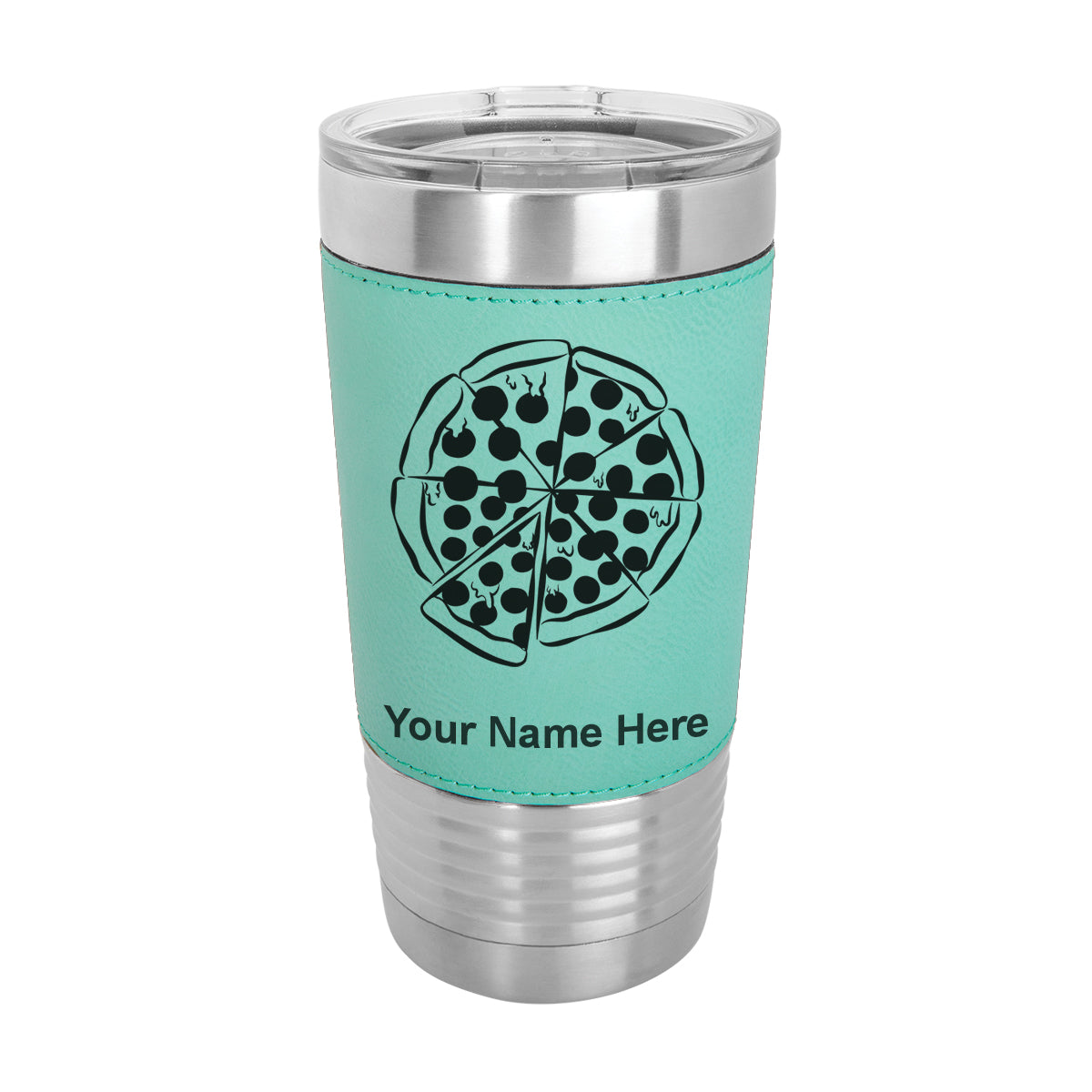 20oz Faux Leather Tumbler Mug, Pizza, Personalized Engraving Included - LaserGram Custom Engraved Gifts