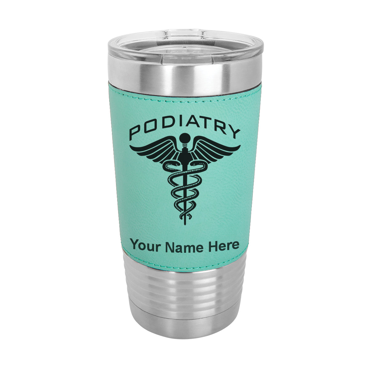 20oz Faux Leather Tumbler Mug, Podiatry, Personalized Engraving Included - LaserGram Custom Engraved Gifts