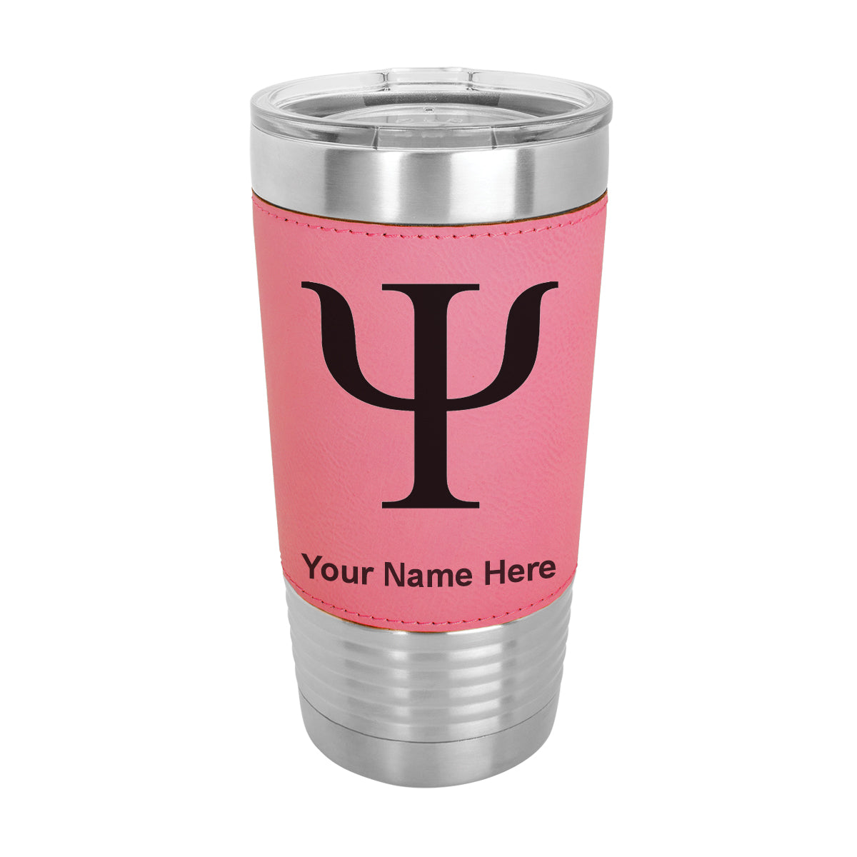 20oz Faux Leather Tumbler Mug, Psi Symbol, Personalized Engraving Included - LaserGram Custom Engraved Gifts