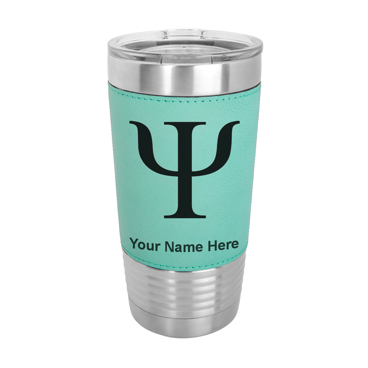 20oz Faux Leather Tumbler Mug, Psi Symbol, Personalized Engraving Included - LaserGram Custom Engraved Gifts