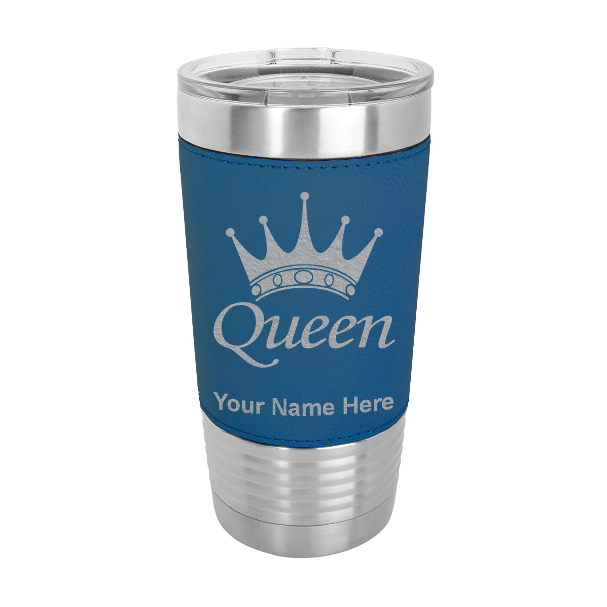 20oz Faux Leather Tumbler Mug, Queen Crown, Personalized Engraving Included - LaserGram Custom Engraved Gifts