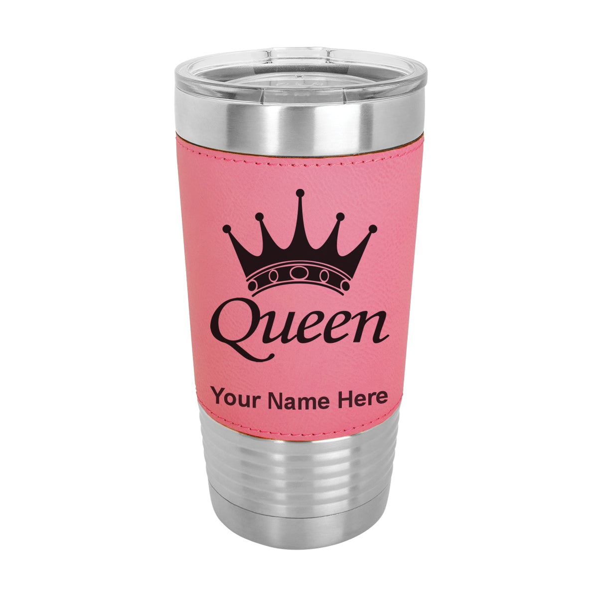 20oz Faux Leather Tumbler Mug, Queen Crown, Personalized Engraving Included - LaserGram Custom Engraved Gifts
