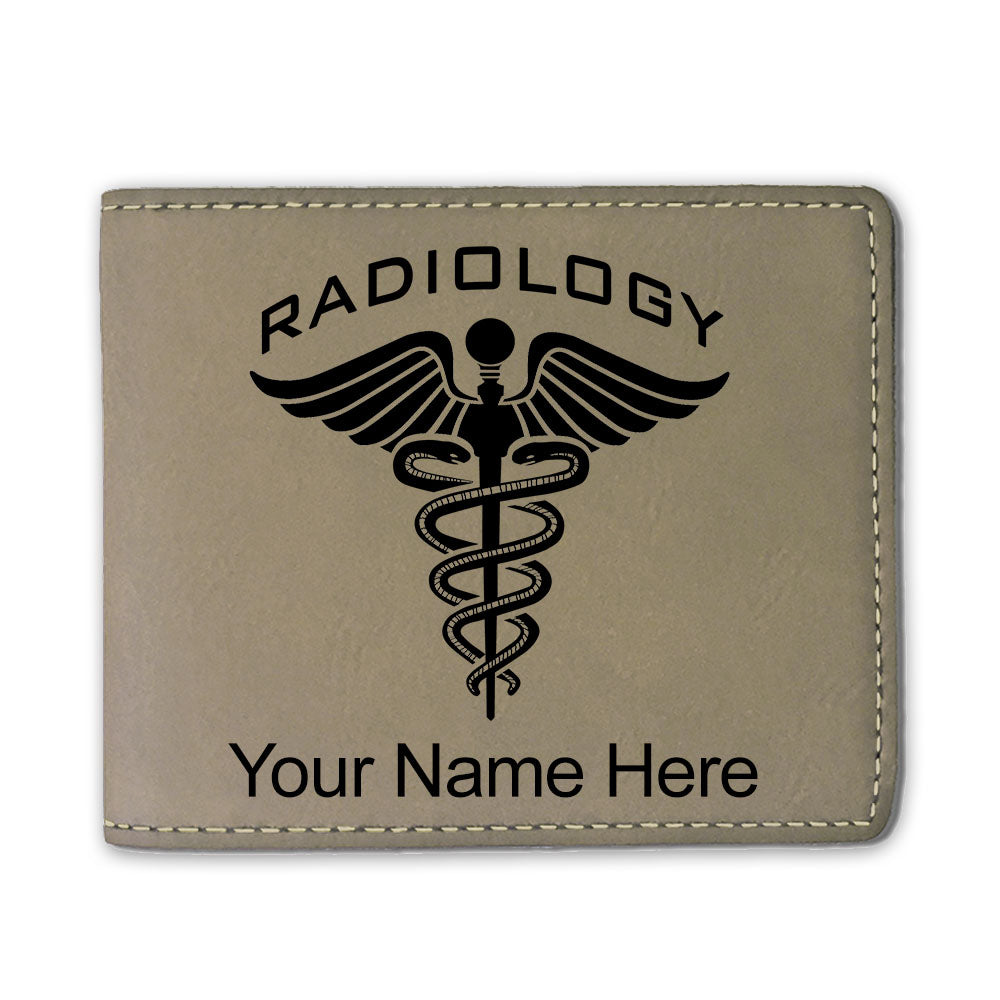 Faux Leather Bi-Fold Wallet, Radiology, Personalized Engraving Included