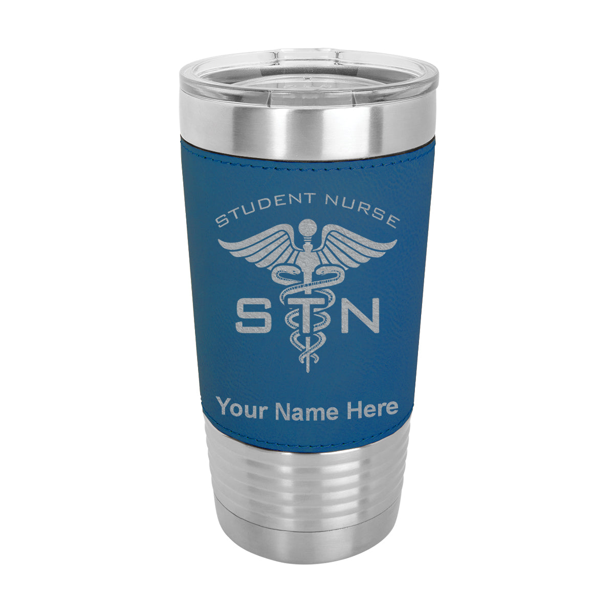 20oz Faux Leather Tumbler Mug, STN Student Nurse, Personalized Engraving Included